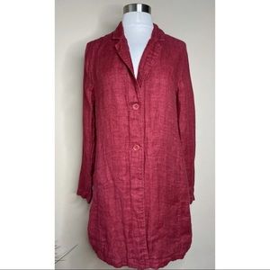 eileen organic cotton two button blazer style shirt with side pockets